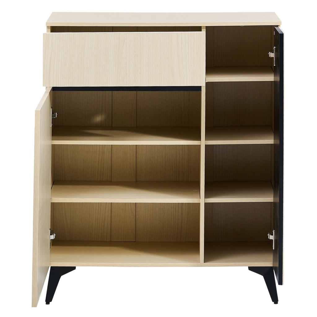 Scarpiera 75x35x90 cm con ripiani regolabili in MDF naturale