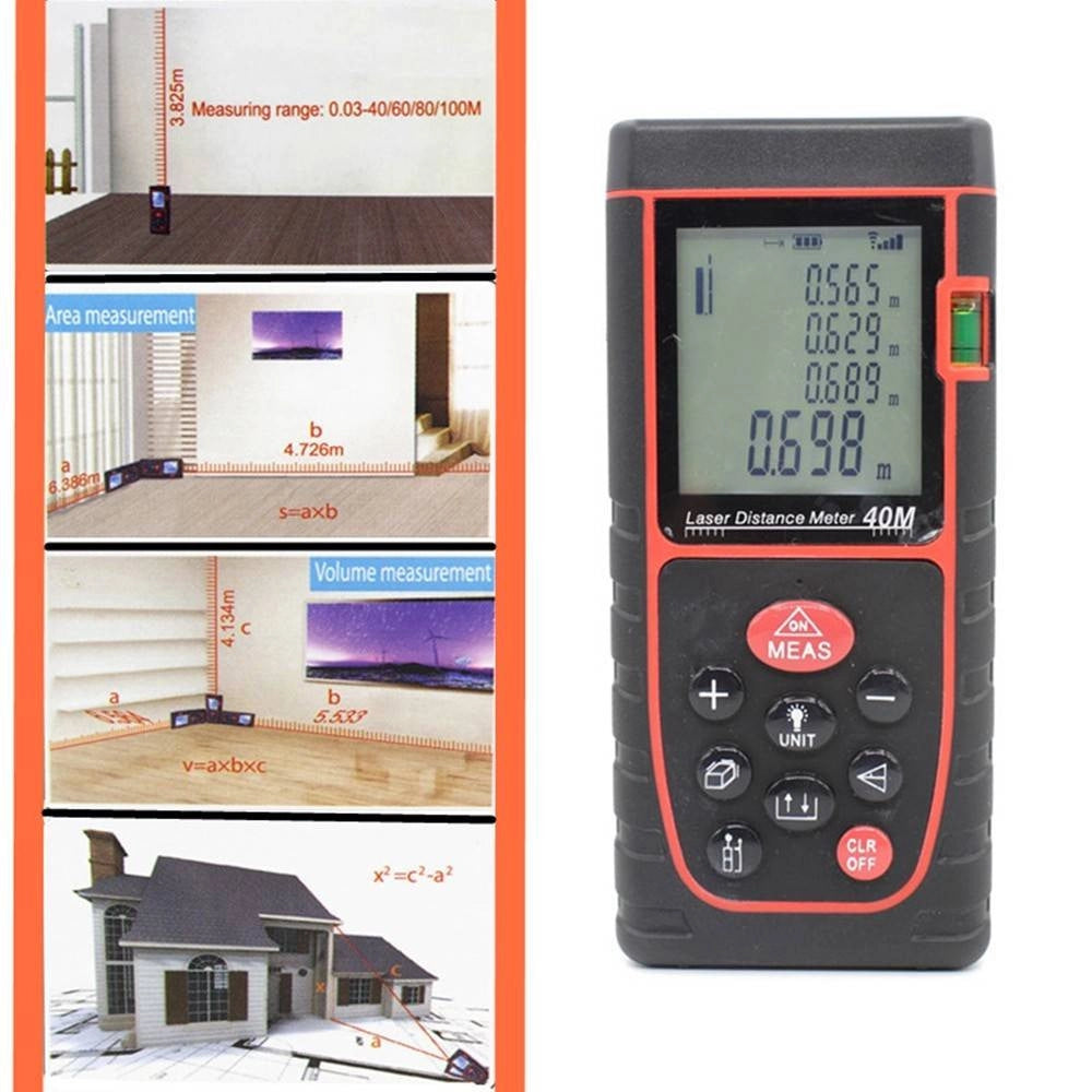 Trade Shop - Misuratore Metro Digitale Laser 50mt Distanza Livelli Misura Display Lcd Ut390h -