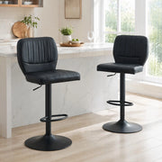 SGABELLO BAR Girevole 62-83 cm PU Nero con Schienale e Poggiapiedi