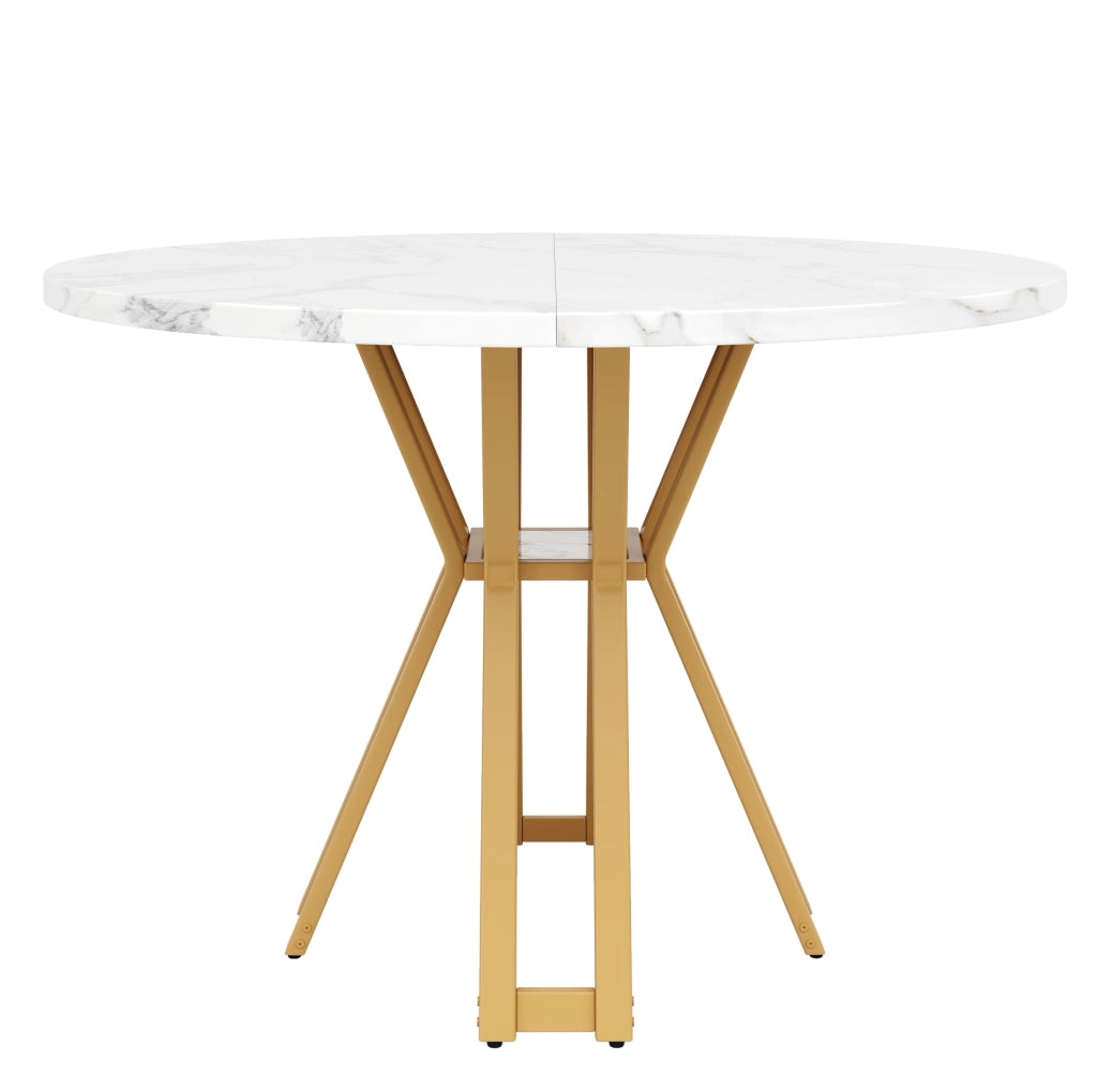 TAVOLO DA PRANZO 100x100x76 cm MDF Bianco e Oro