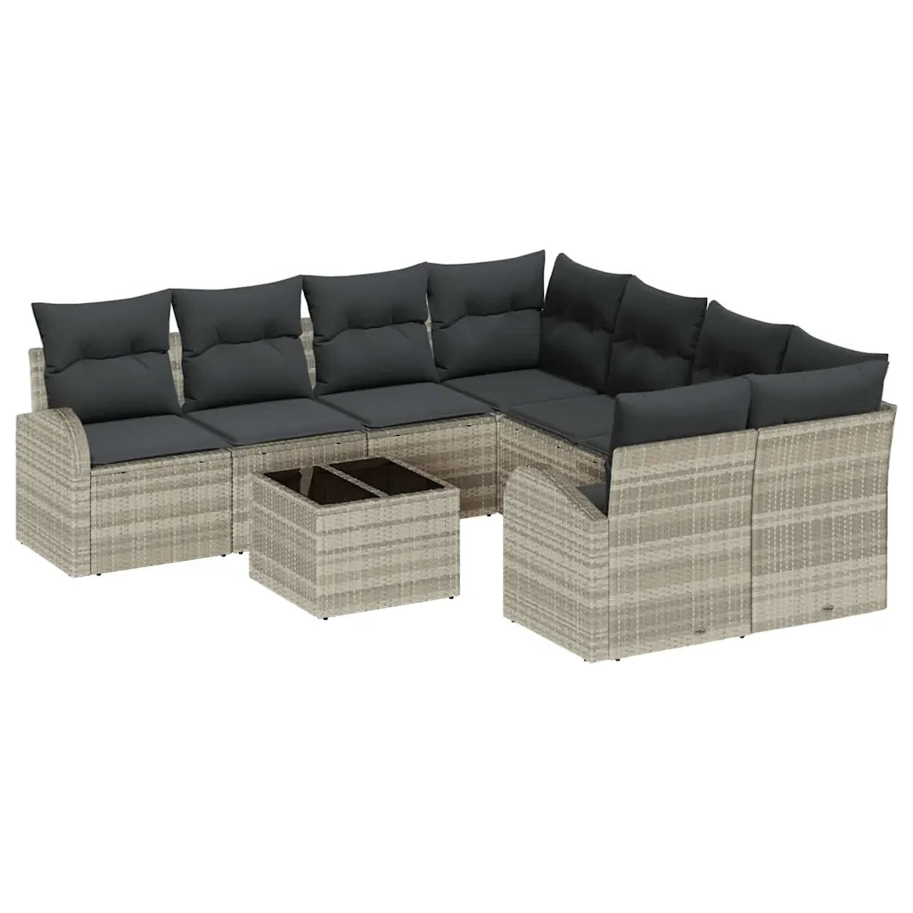 Set di divani 9 pcs Grigio chiaro e grigio scuro polyrattan