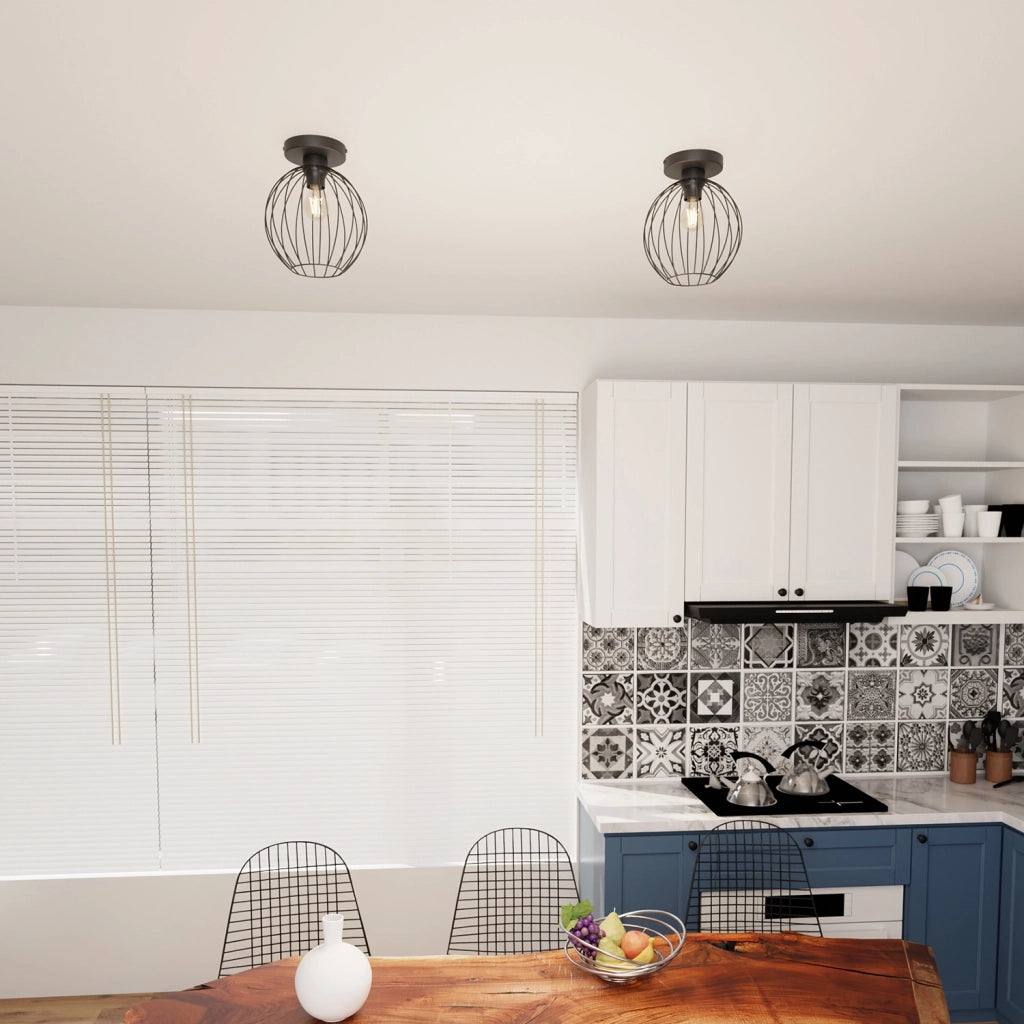 Plafoniera Minimal Industrial Orion 1 Luce Nera