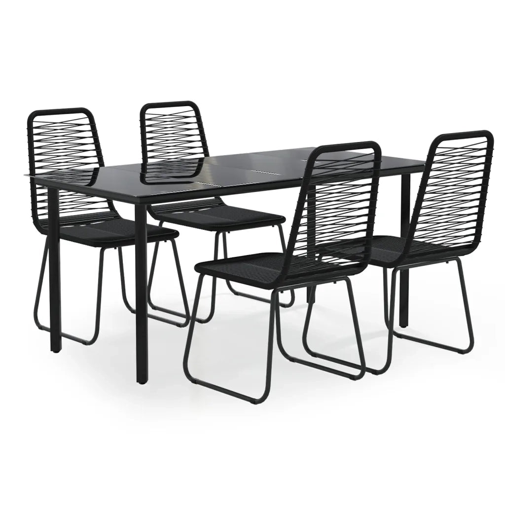 Set da Pranzo da Giardino 5 pz | Set Salotto da Giardino Nero