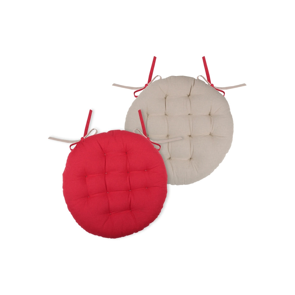 Cuscino coprisedia Duo Galette rosso / perle tondo