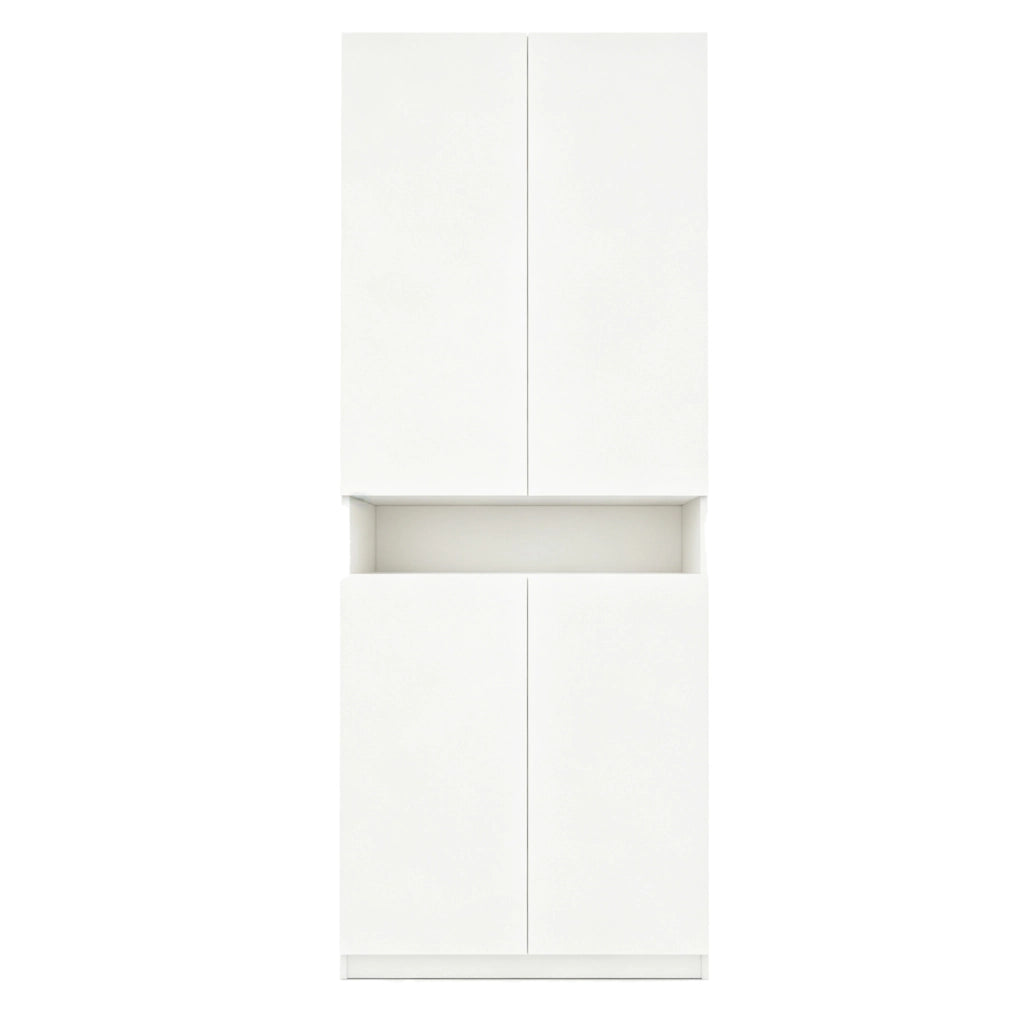 Armadio guardaroba 70x55x180 cm con vano centrale LED in MDF bianco