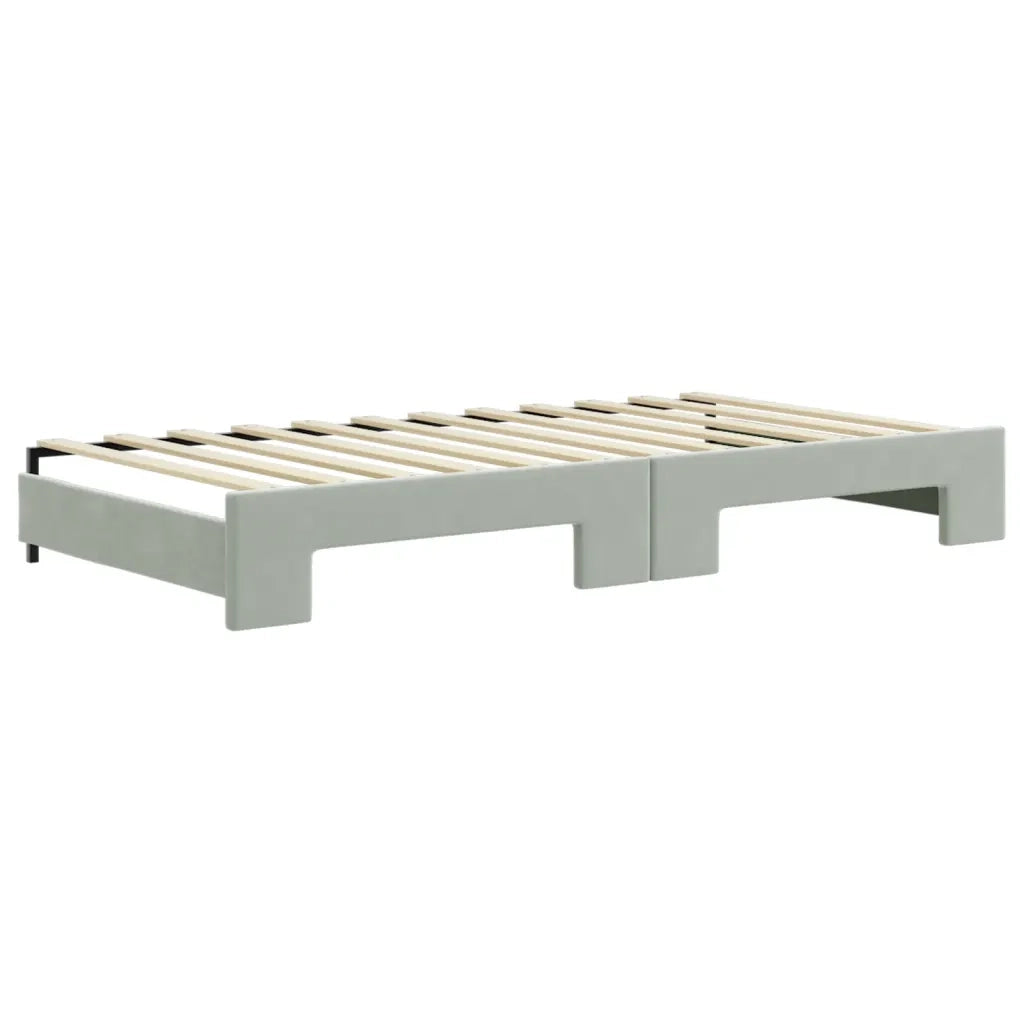 Divano Letto Estraibile Cassetti Grigio Chiaro 100x200 Velluto 3197142