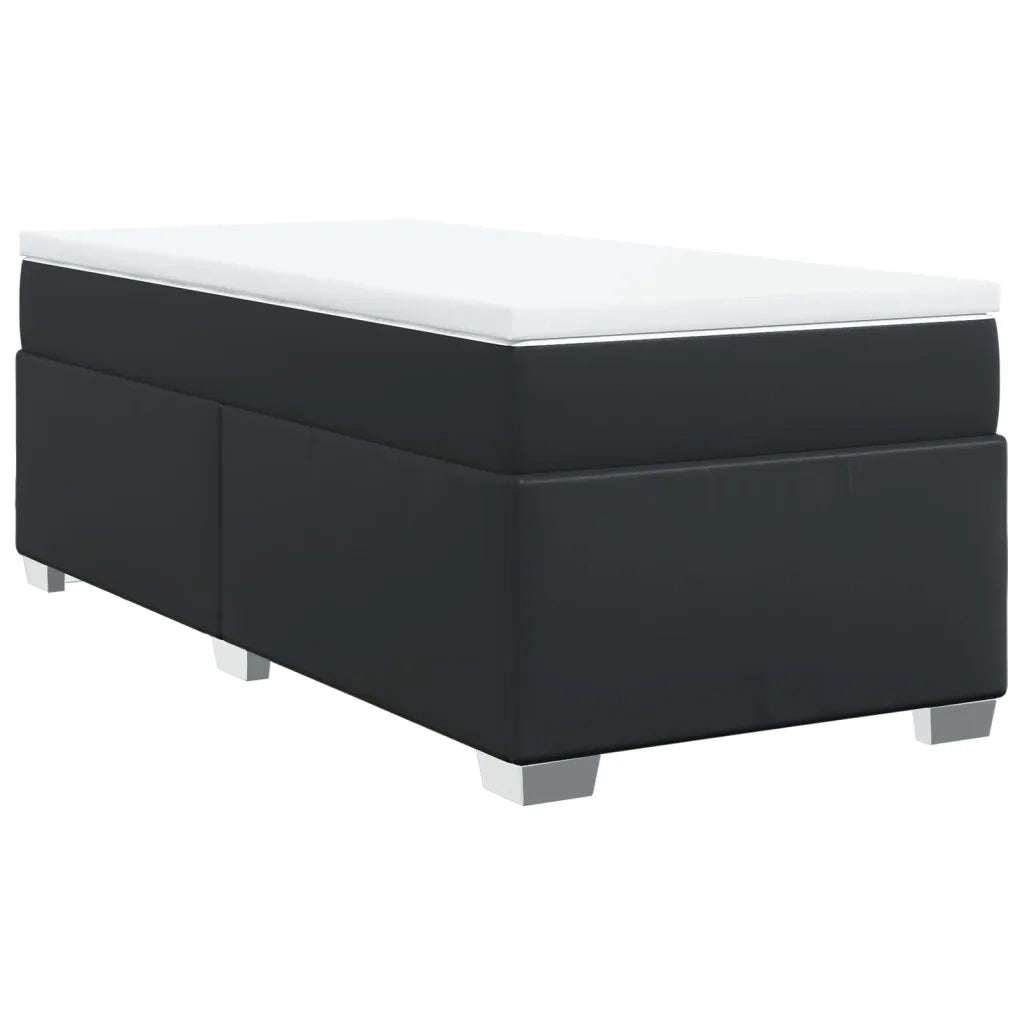 Giroletto a Molle con Materasso Nero 100x200 cm in Similpelle