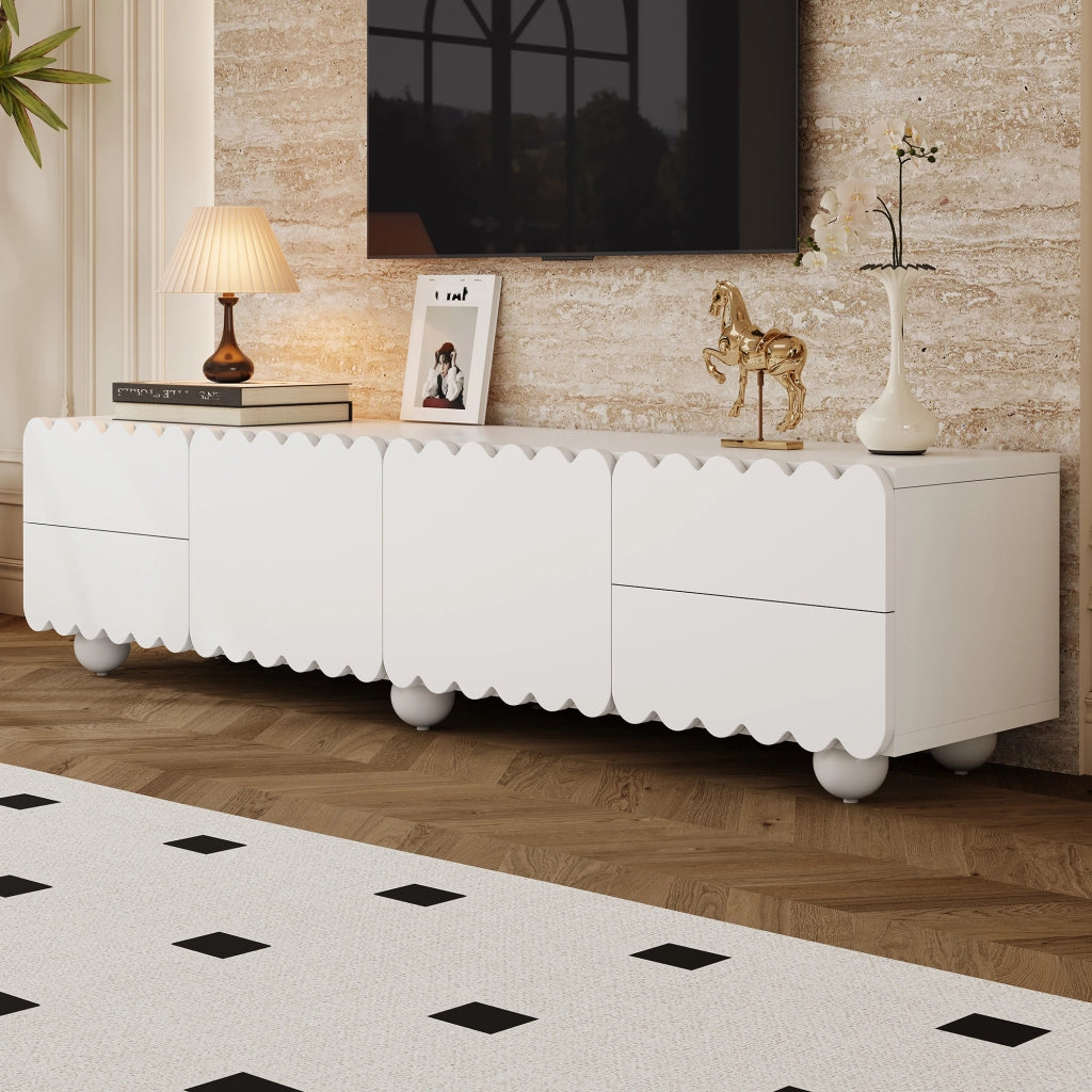 Mobile porta tv 175 cm bianco con ante e cassetti