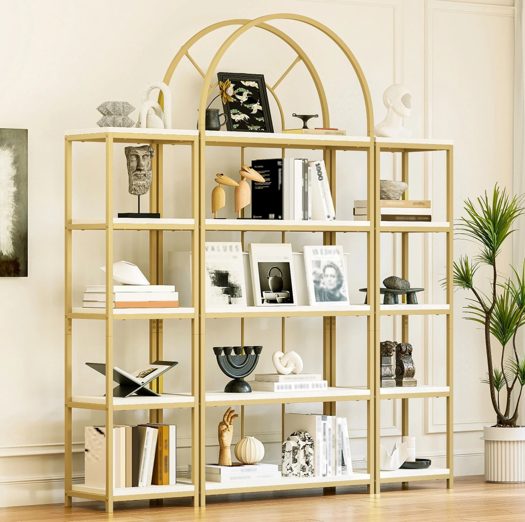Libreria modulare 3 elementi 163x30x184 cm bianca e oro