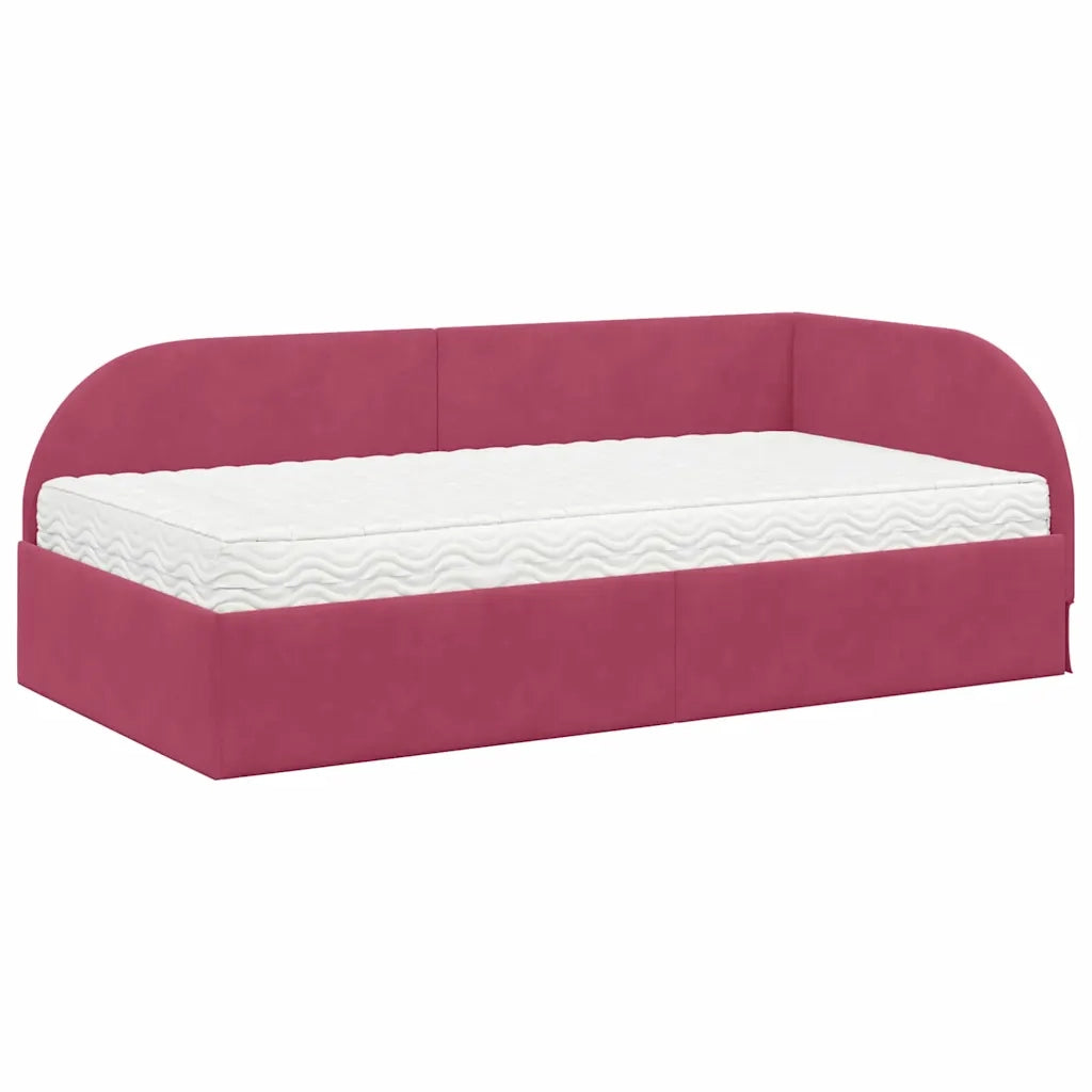 Struttura Letto Angolare con Materasso 2 pcs Rosso Velluto 3394198