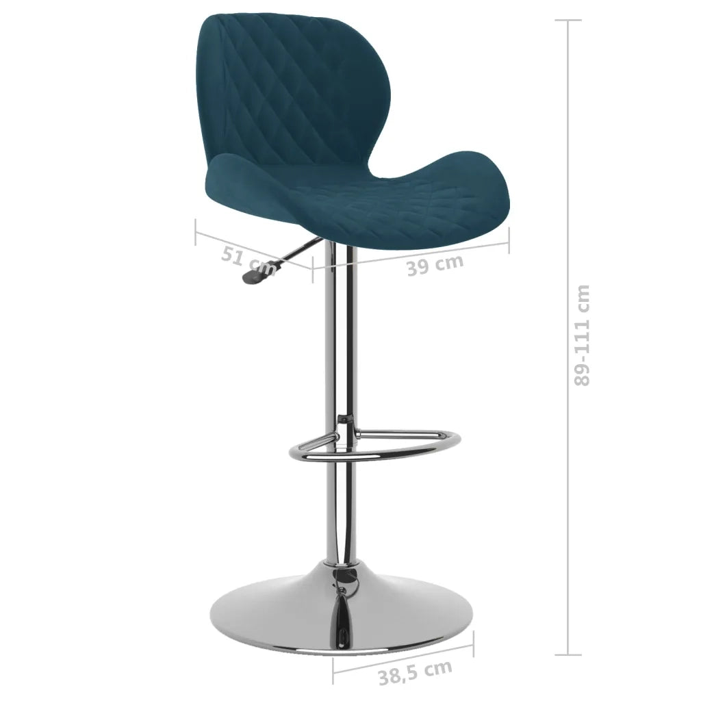 Sgabelli da Bar 2 pz Blu in Velluto 334915
