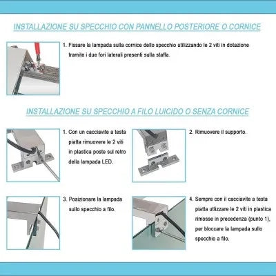Specchio bagno 70x90 cm reversibile con luce LED naturale