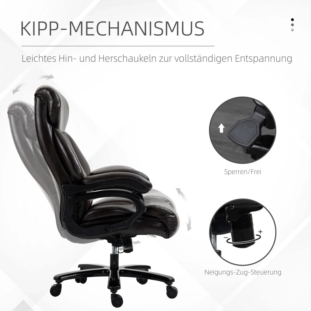 Sedia da ufficio ergonomica DESMIU con imbottitura spessa, regolabile in altezza e funzione d'oscillazione, portata fino a 180 kg
