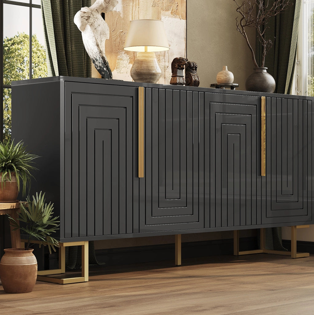 SIDEBOARD 152x40x75 cm Nero in MDF con 2 ante