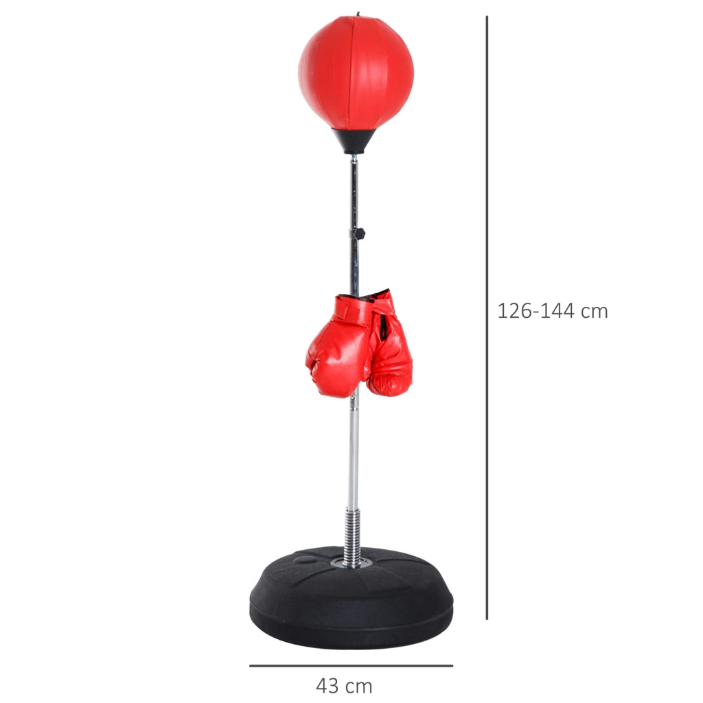 Set da Boxe con Sacco a Palla Regolabile e Guantoni ¨C Xylo ¨C Altezza 126-144cm, Rosso