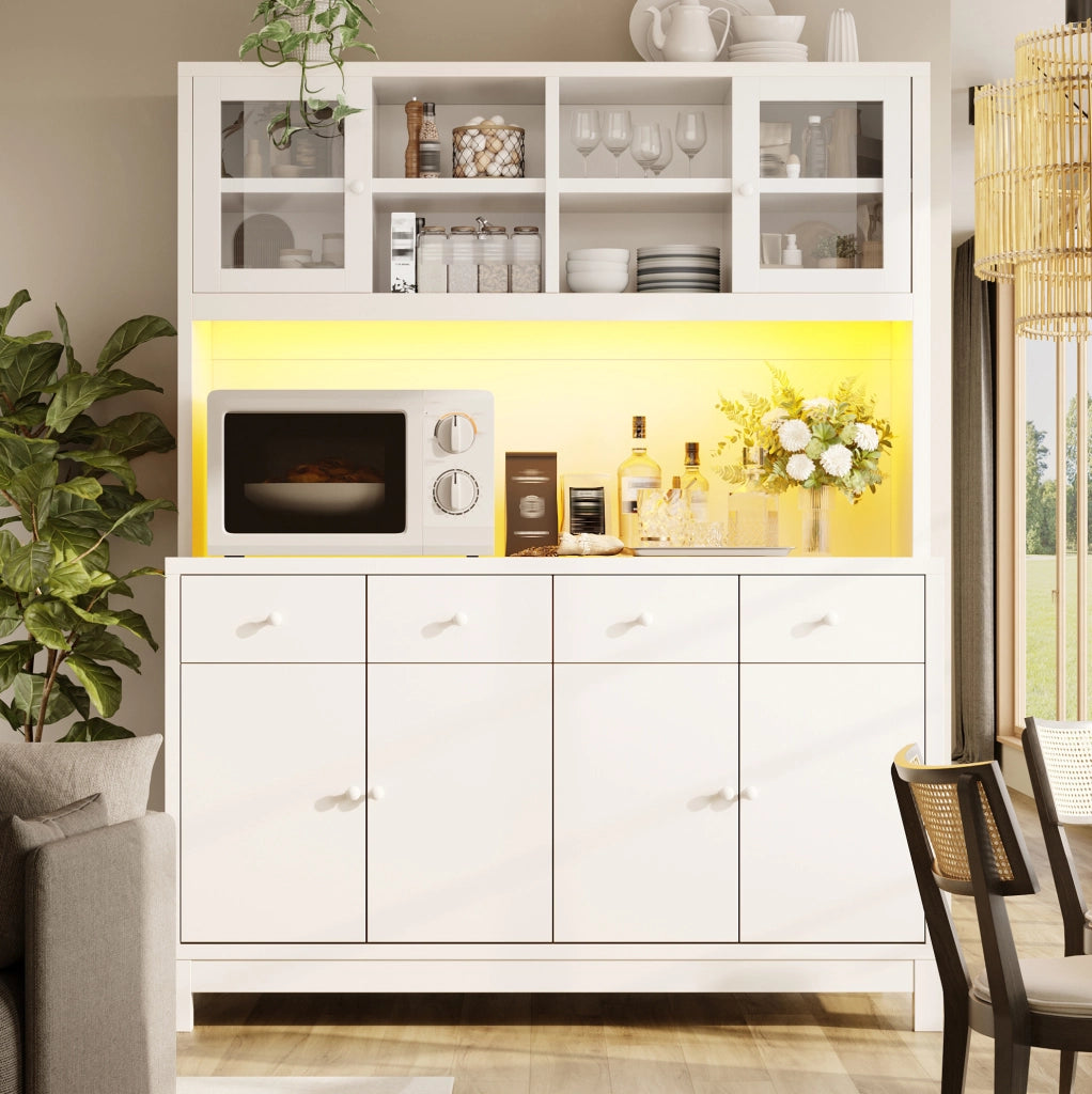 ARMADIO ALTO BUFFET 140x38,5x180 cm Bianco MDF con LED RGB