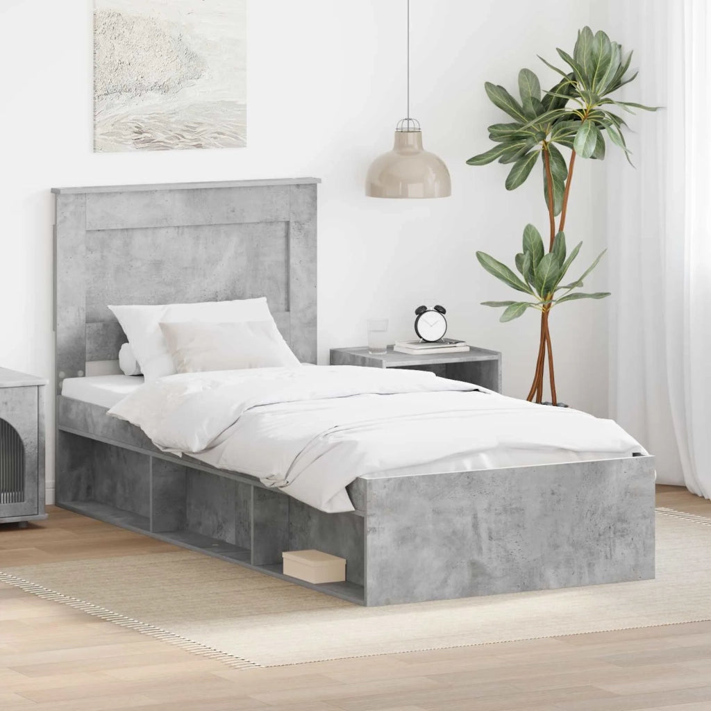 Letto singolo | Letto per adulti | Struttura del letto Grigio Concret¨¨ 100 x 200 cm Pino massello