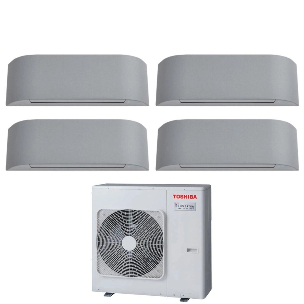 Climatizzatore Condizionatore Toshiba Quadri Split Inverter serie HAORI 10+10+13+16 (9+9+12+15) RAS-4M27U2AVG-E R-32 Wi-Fi Integrato 10000+10000+13000+16000 (9000+9000+12000+15000) Grigio Chiaro