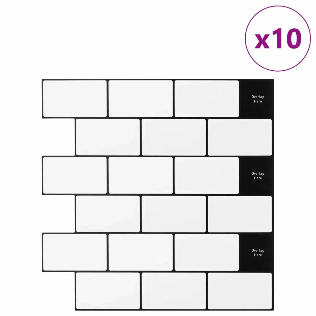 Piastrella subway 10 pz Bianco e Nero 30 x 30 cm CFW1218232