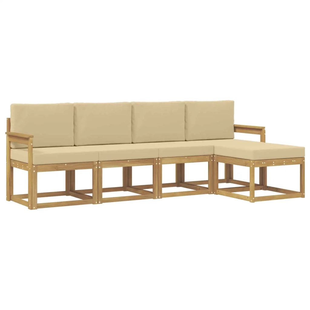 Set di divani da esterno 5 pz Bianco e Beige 3387482