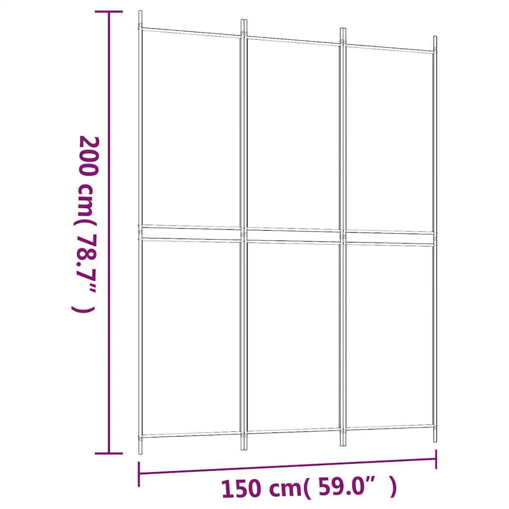 Divisorio a 3 Pannelli Marrone 150x200 cm in Tessuto 350227
