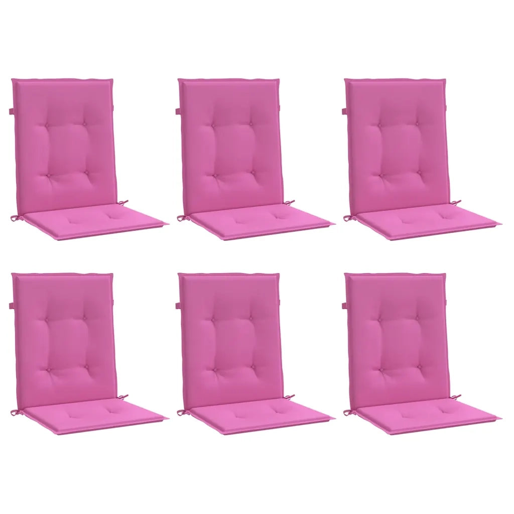 Cuscini per Sedia con Schienale Basso 6 pz | Cuscini per sedie Rosa in Tessuto