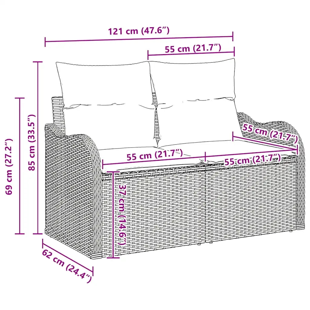 Set Divano da Giardino Beige 55 x 55 x 37 cm polyrattan 3345611