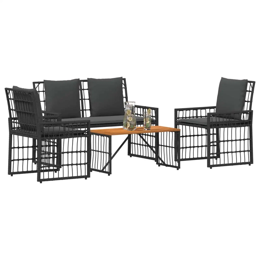 Set di Mobili da Esterno 4 pz | Set Salotto da Giardino Nero e Grigio scuro