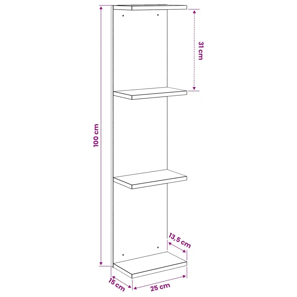 Scaffale da parete 2 pz Rovere Sonoma 25 x 15 x 100 cm 8012385