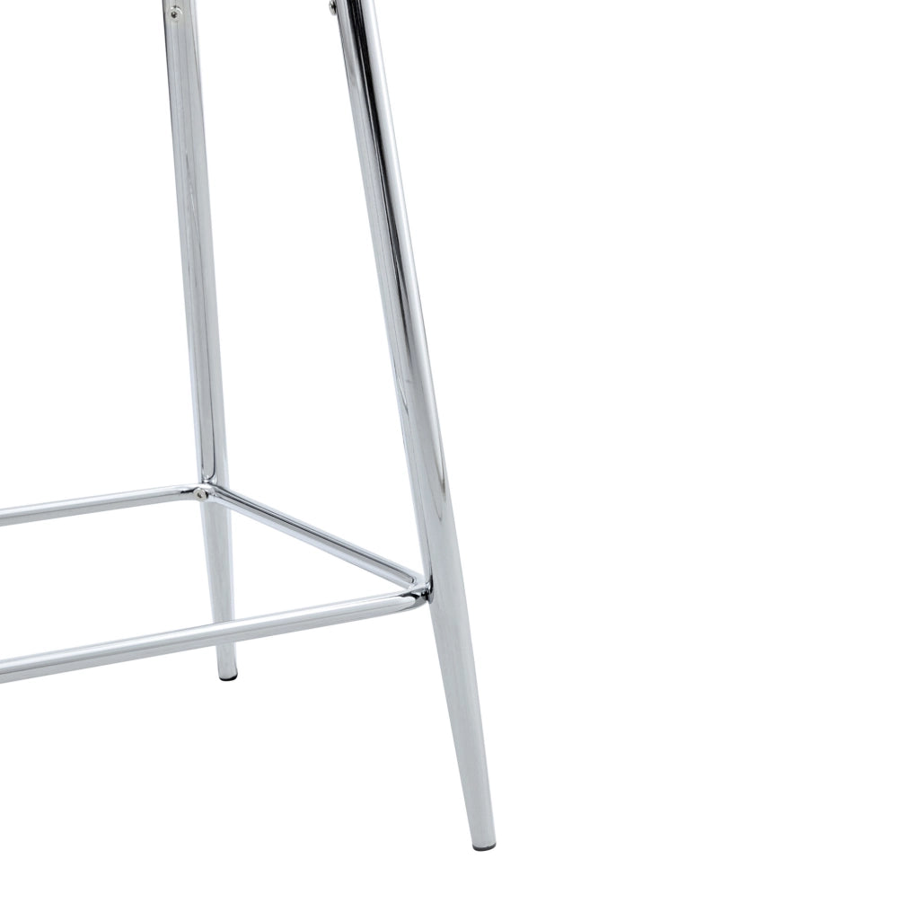 Set 2 sgabelli da bar trasparenti con struttura in metallo argento HOMVRA