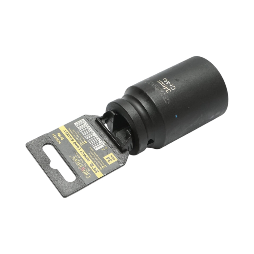 Chiave a bussola a percussione lunga 34 mm, attacco quadro da 3/4 di pollice, materiale Cr-Mo, norma DIN 3121, industriale Crownman