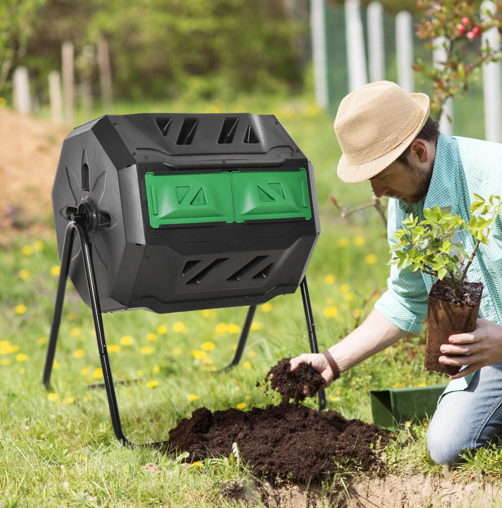 COMPOSTER A 2 CAMERE ROTANTE 160 L NERO