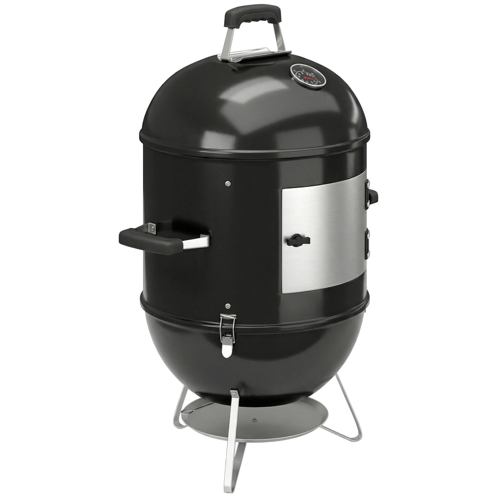 Affumicatore 3 in 1 per giardino con 3 griglie di cottura, termometro integrato e ventilazione regolabile, 62,5x47,5x91cm, nero