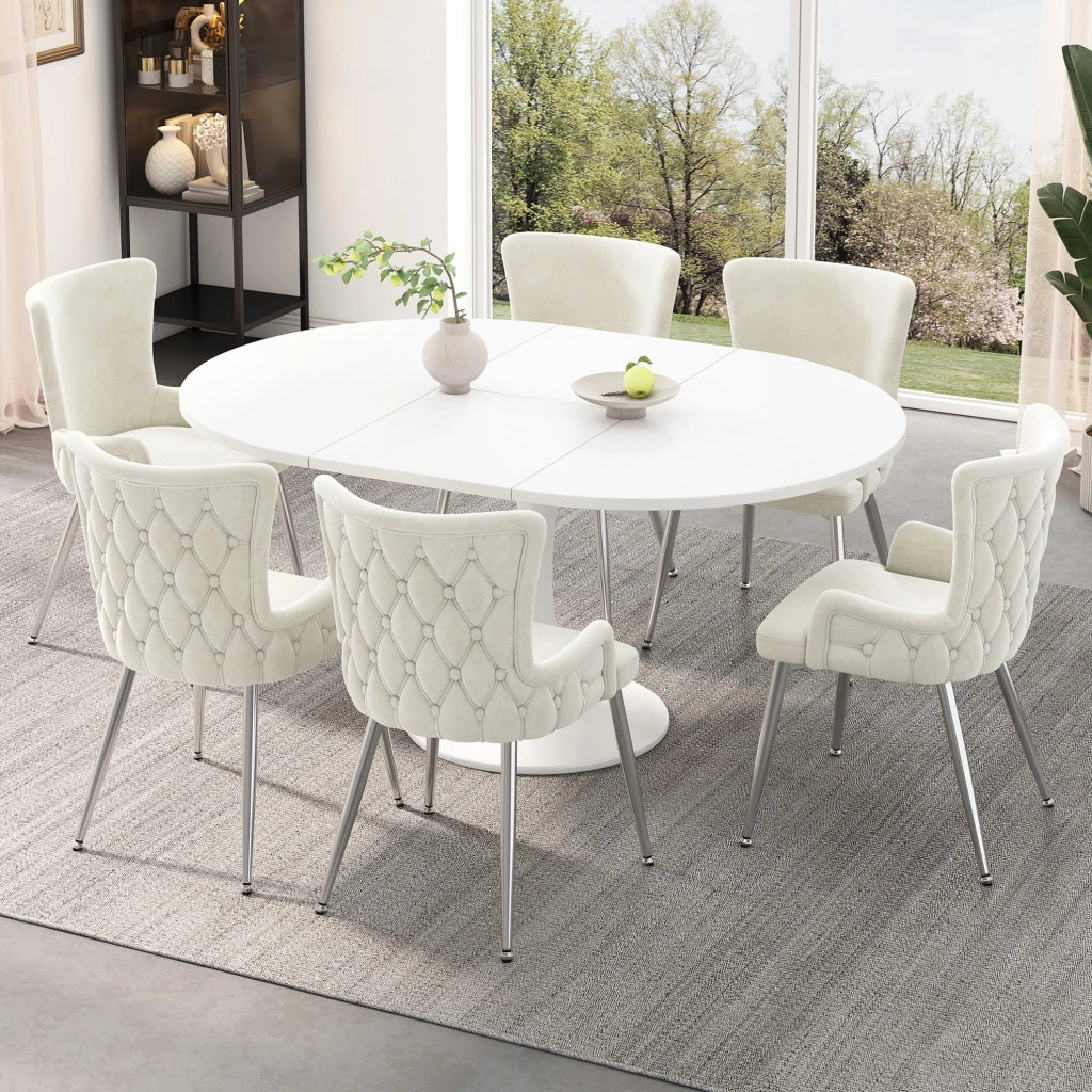 Sedia da pranzo 55x55x85 cm beige – velluto, set da 2