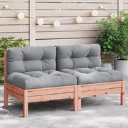 Divani Giardino Senza Braccioli con Cuscini 2 pz Legno Douglas