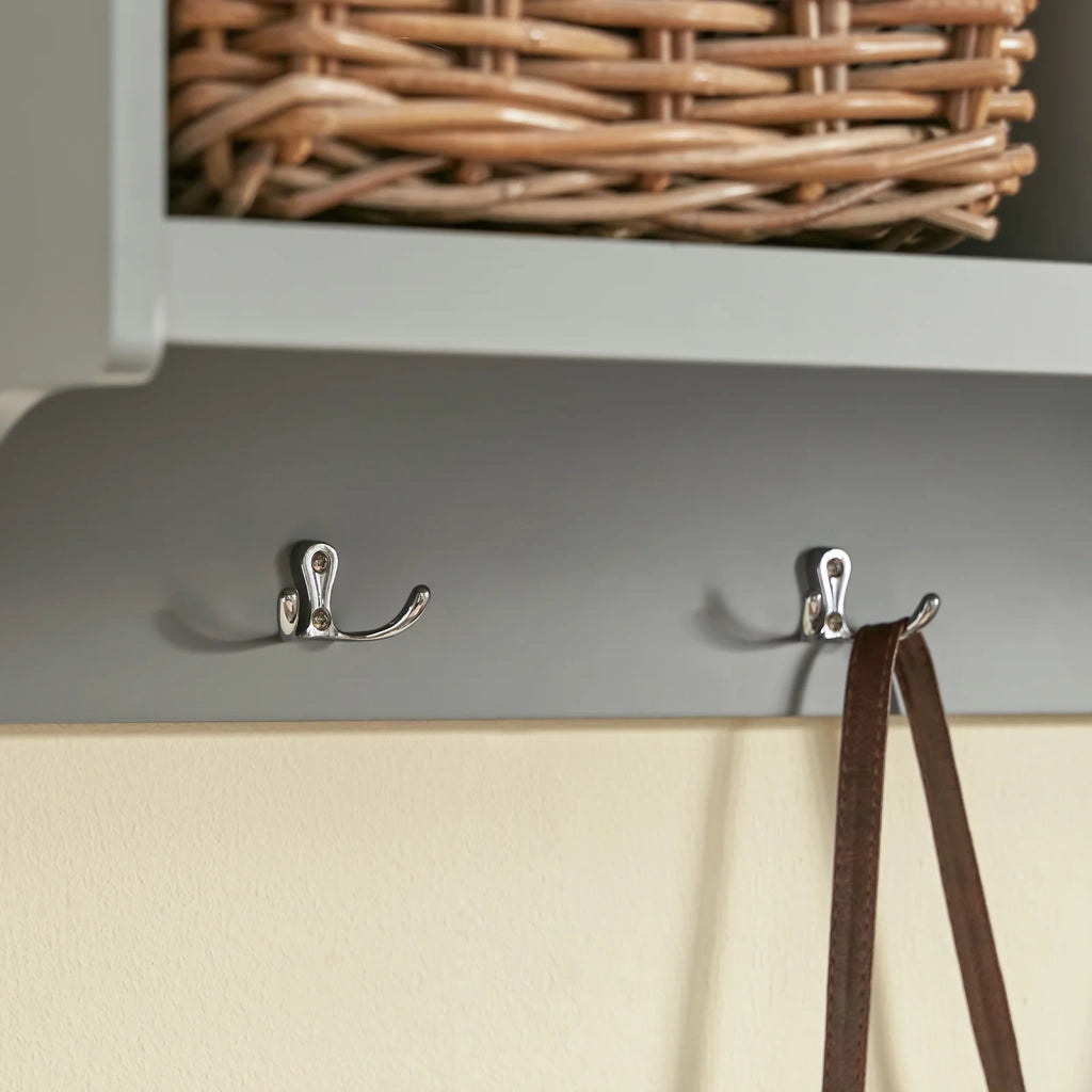 Appendiabiti da parete Appendiabiti da ingresso Mensola pensile con 3 cesti e 4 ganci, grigio chiaro 100x25x35cm FHK28-HG SoBuy