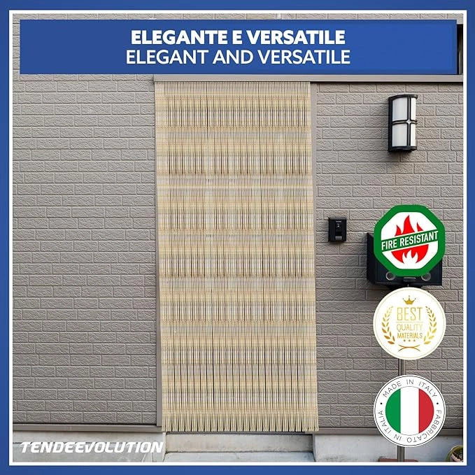 Tenda Antimosche Modello GLIT in PVC, Plastica Arancione | Largh. 1,40m x Alt. 2,40m | Protezione Insetti, Porta, Esterno, Interno