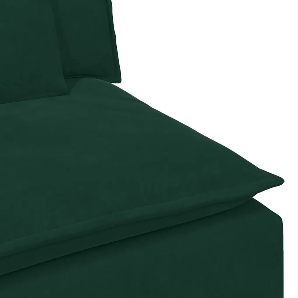 Divano Modulare con Poggiapiedi e Cuscini Verde Scuro 3321071