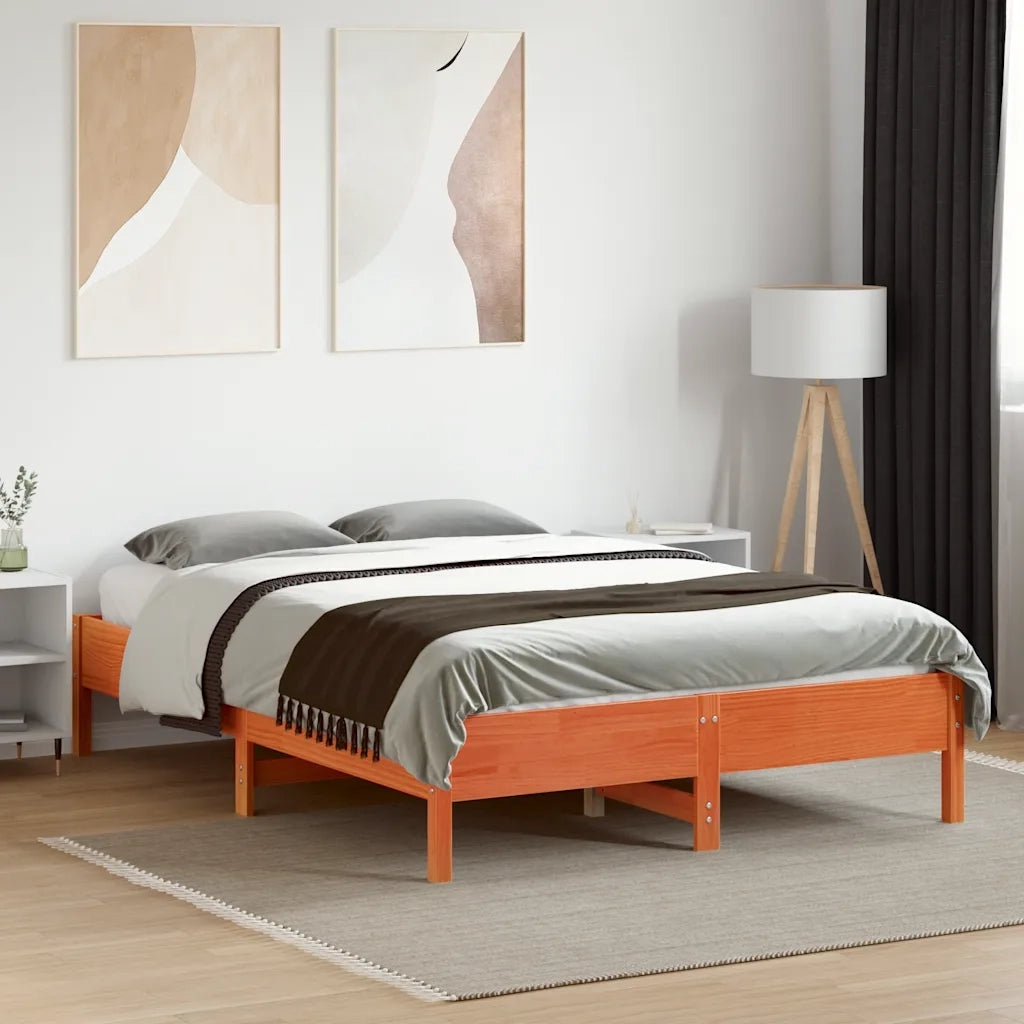 Letto senza Materasso-Struttura Letto Marrone Cera 120x190 cm in Legno di Pino 161116