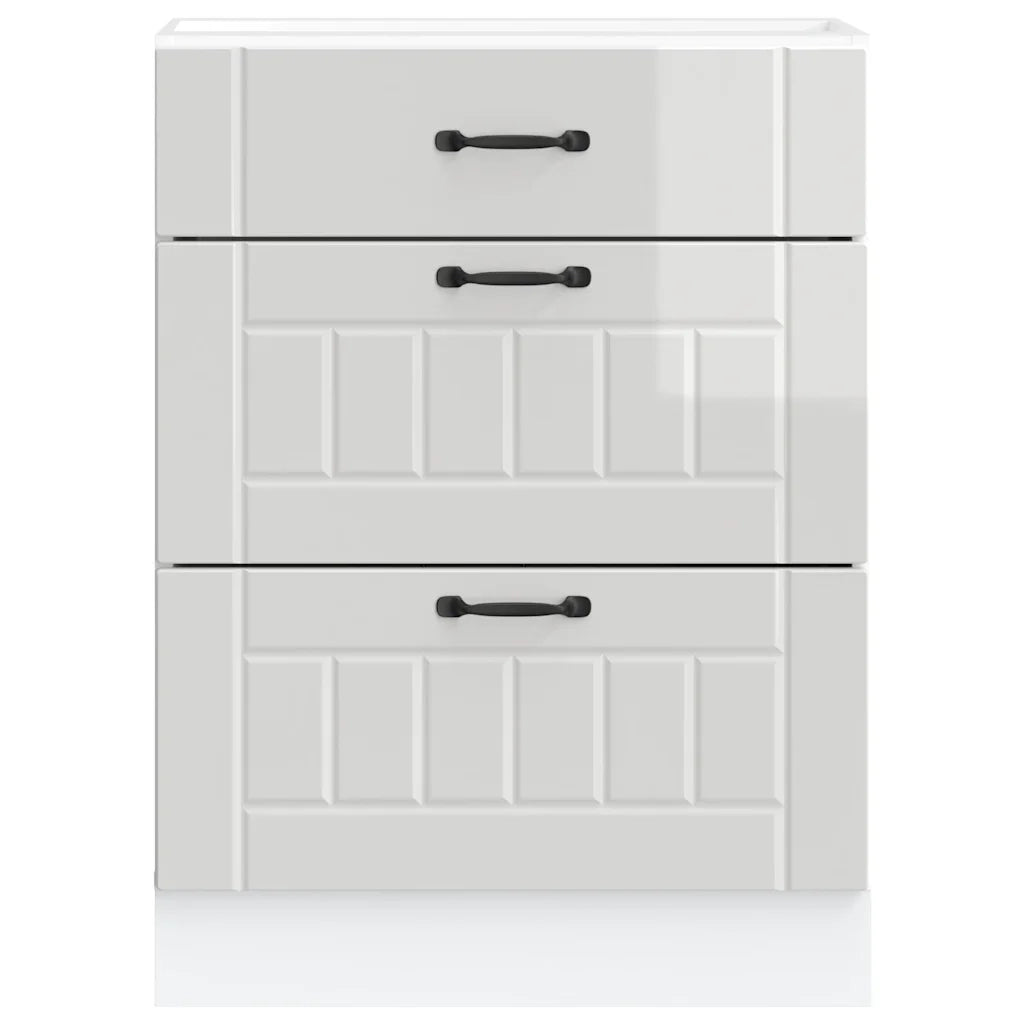 Mobiletto da cucina "Lucca" Bianco lucido Legno Ingegnerizzato 854271