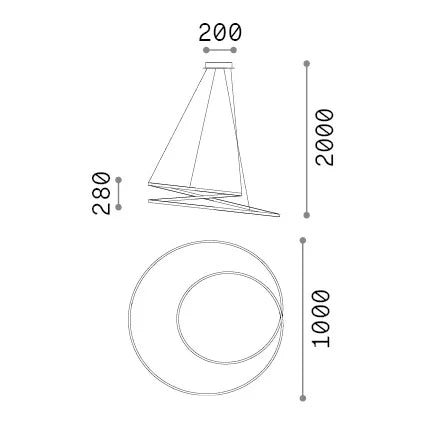 Lampada a sospensione Collezione OZ LED 75W luce calda 3000K finitura nera Ideal Lux