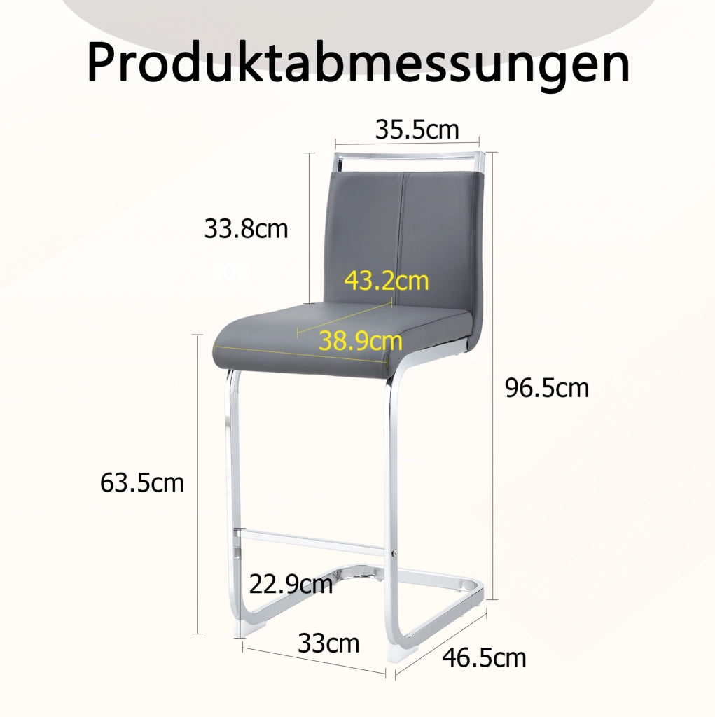 SGABELLO DA BAR Set da 2 pezzi 96,5 cm Grigio Scuro in PU e metallo
