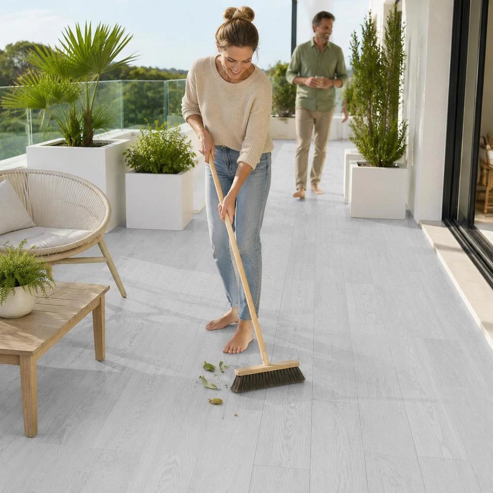 Self-adhesive Vinyl Floor Tiles 91.4 X 15.2 Cm, 36 Pieces, 2.5 Mm Thick, Peel And Stick, Light Grey Wood Grain, DIY Flooring For Kitchen, Dining Room, Bedroom And Bathroom