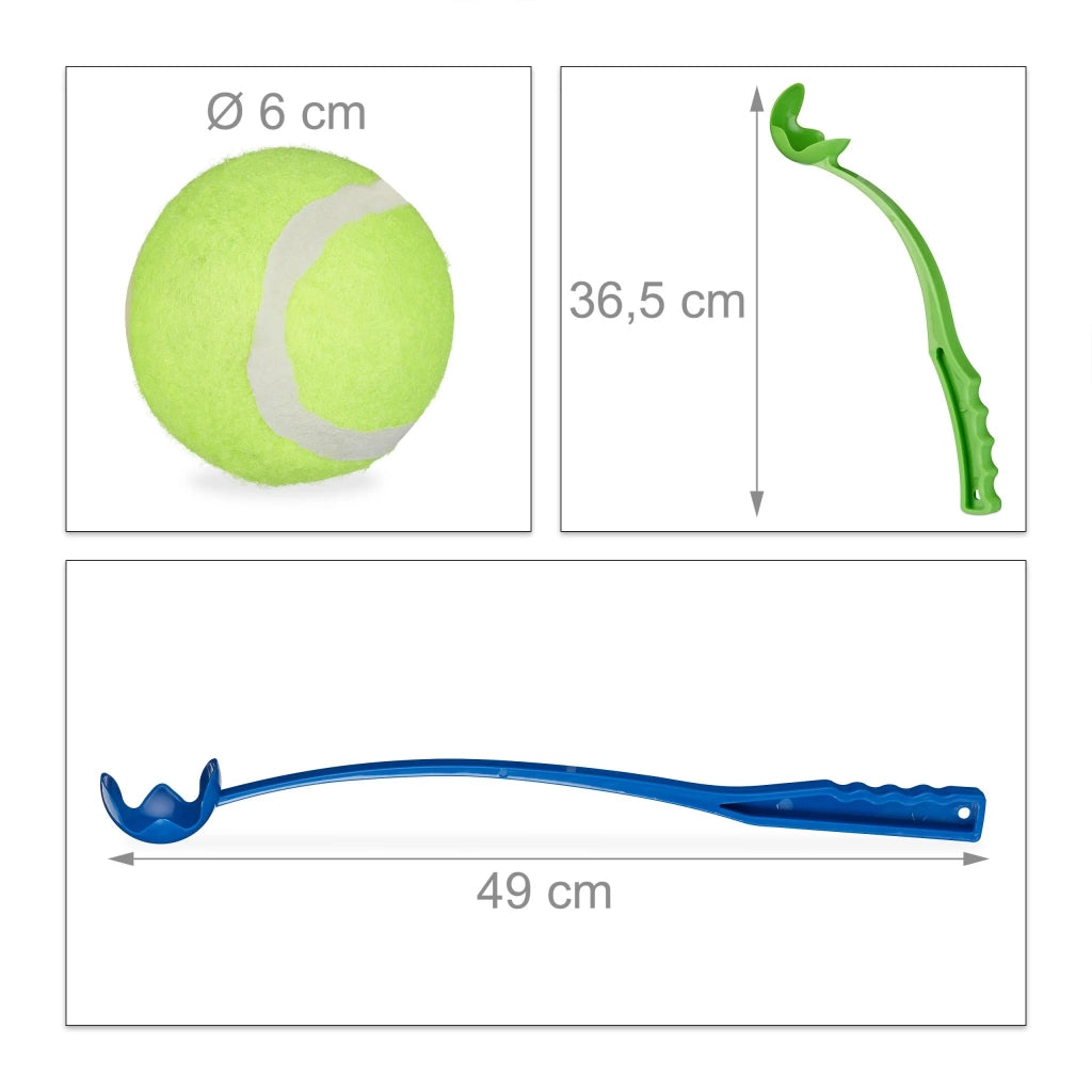 Set di 2 pratici lanciapalle per cani giardino parco 49 x 36,5 cm in plastica blu 13_0005557