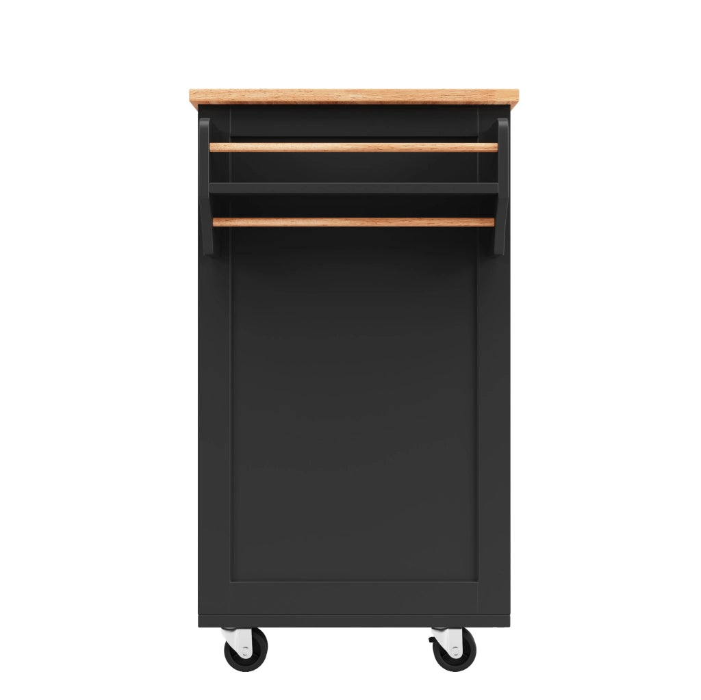 CARRELLO CUCINA 102x45x92 cm Nero in MDF e Metallo