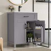 Mobile sottolavabo freestanding con lavabo in ceramica, ante doppie, cassetto reversibile e ripiano regolabile grigio 60 × 46 × 84,8 cm