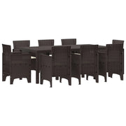 Set da Pranzo per Giardino 9 pcs Marrone Polipropilene
