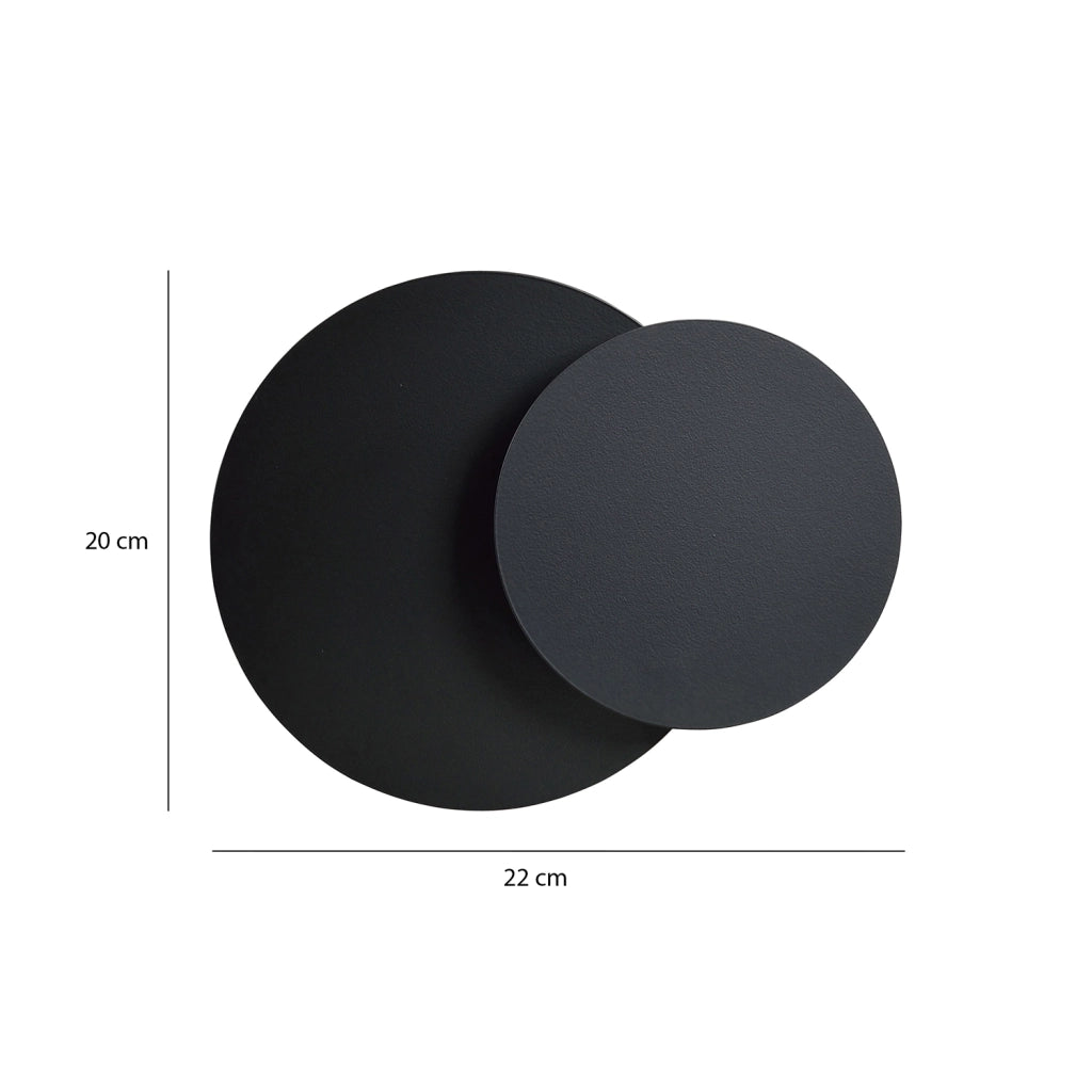 Applique 1 Luce A Disco Con Base In Acciaio Nero
