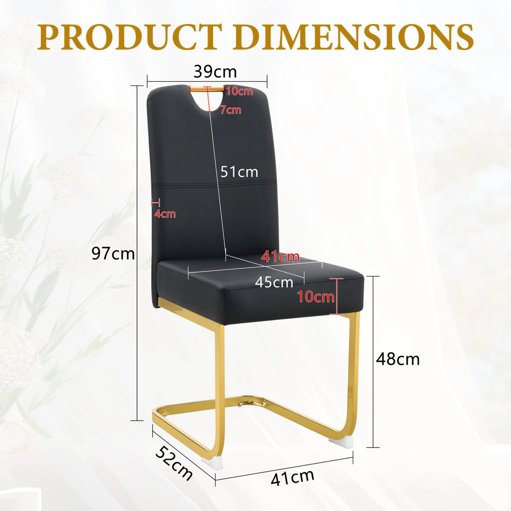 Sedia da pranzo in PU nero con schienale ergonomico e piedini antiscivolo per sala da pranzo studio e ufficio