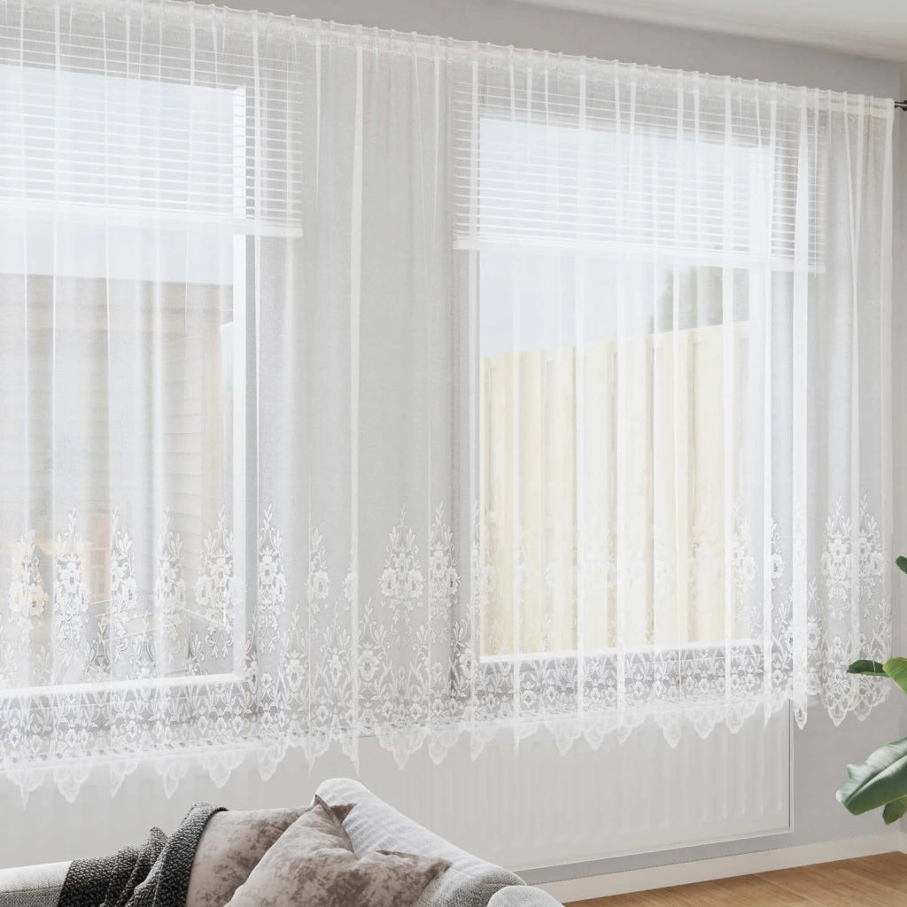 Tenda in Pizzo con tende Bianco 245 x 600 cm Poliestere 4107822
